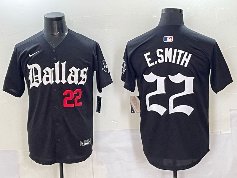Men 2025 Nike Dallas Cowboys #22 E.Smith Black 5th generation Joint Name Limited NFL Jersey 08
